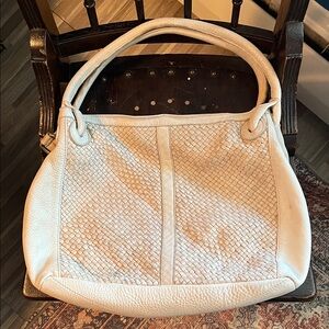 Sundance Cream Woven Leather Shoulder Bag